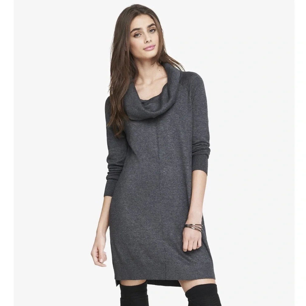 Peppe Peluso Grey Cowlneck Sweater Dress - Picture 1 of 8